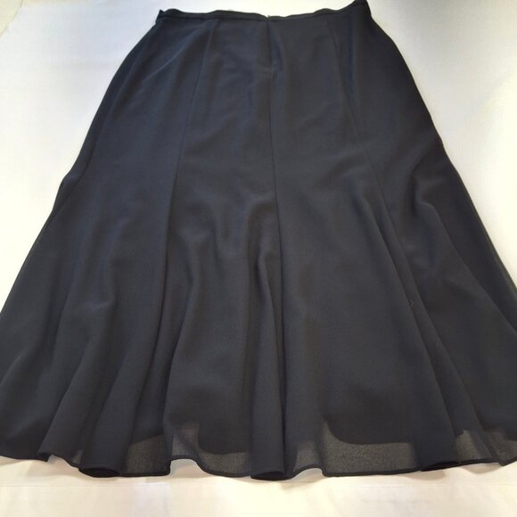 R&M Richards Plus 16W Blck Maxi Mermaid Skirt Sheer Flowy Chiffon Overlay Lined - Picture 9 of 14